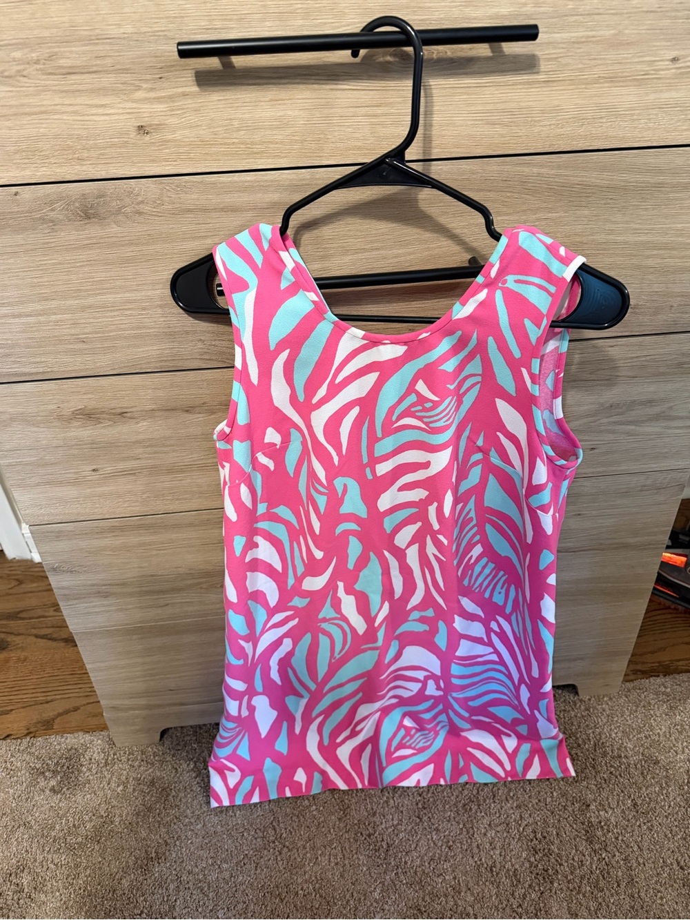 Lilly Pulitzer Pink & Aqua Tropical Print Sleeveless Dress